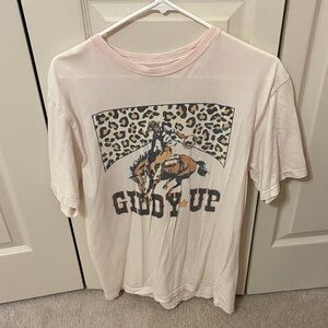 Giddy Up Graphic Tee with Leopard Print